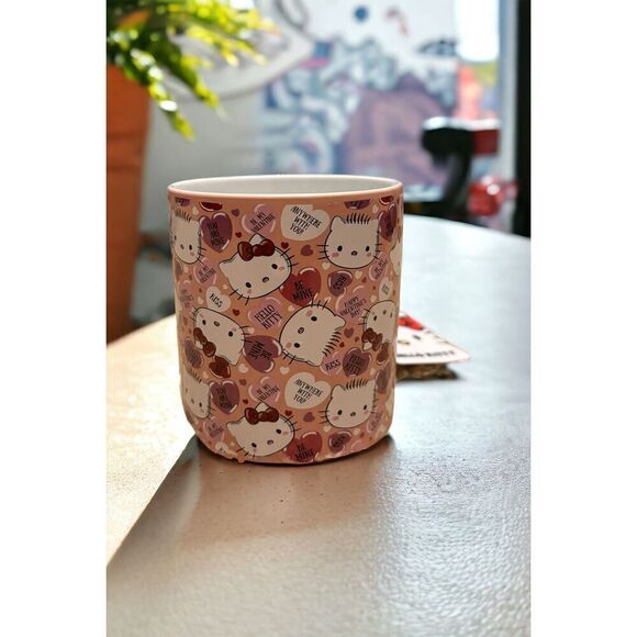 NEW HELLO KITTY MUG PINK HEART HANDLE LOVE VALENTINE'S DAY SANRIO CUTE 14 oz - Picture 2 of 6